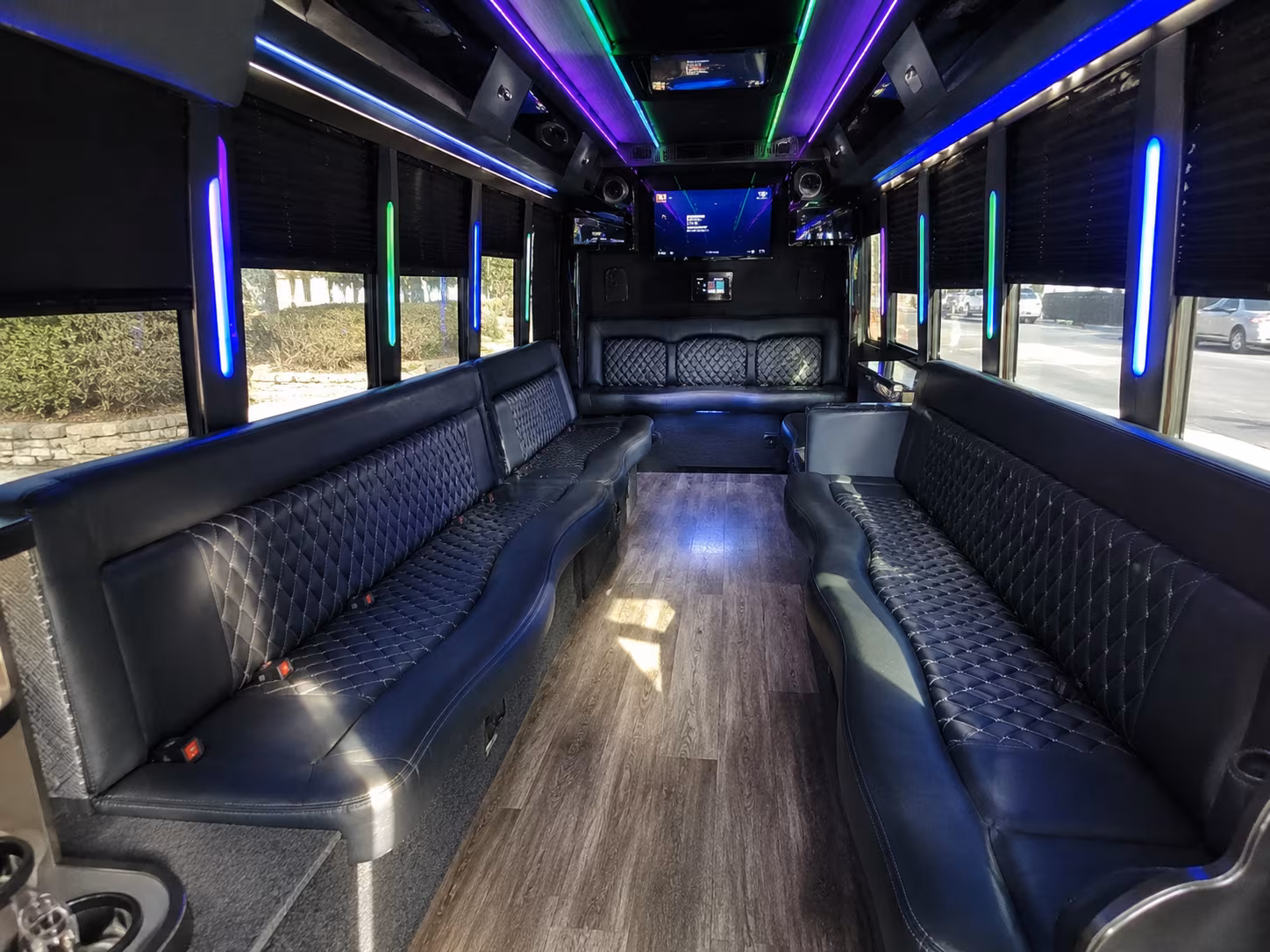 flower mound 15 passenger party bus interior