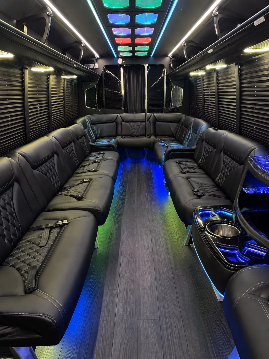 flower mound 20 passenger party bus interior