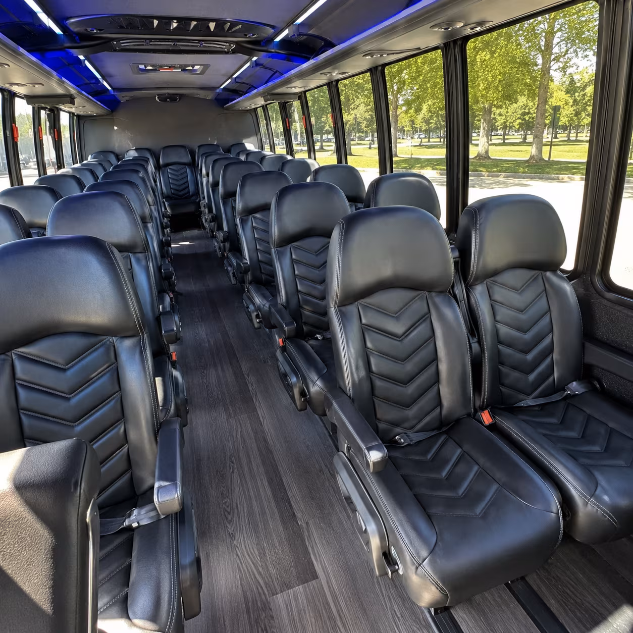 flower mound 25 passenger minibus inside