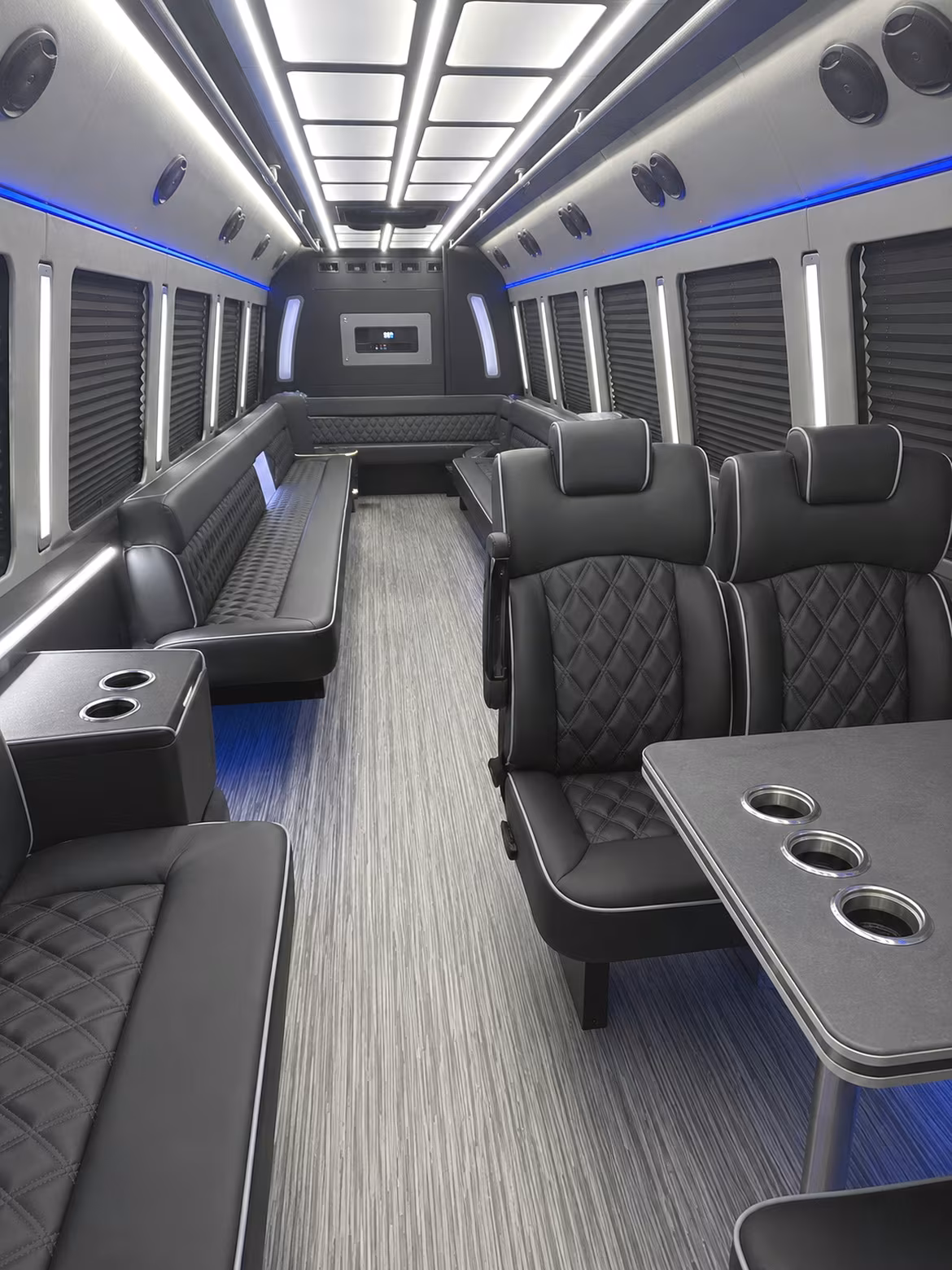 flower mound 25 passenger party bus inside