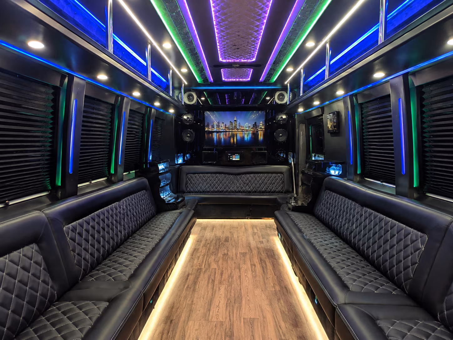 flower mound 25 passenger party bus interior