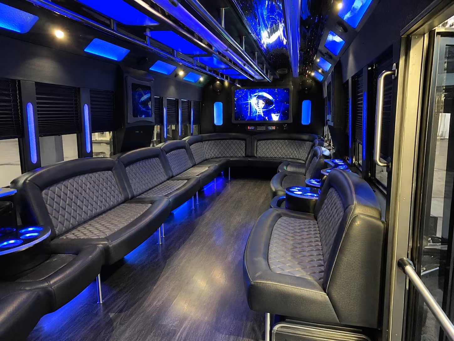 flower mound 28 passenger party bus interior