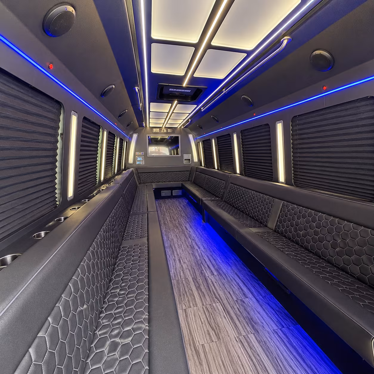flower mound 30 passenger party bus interior