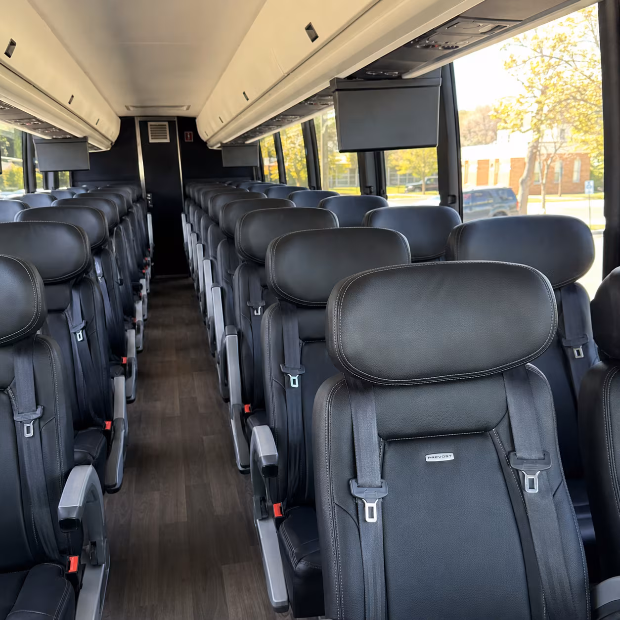 flower mound 45 passenger charter bus inside