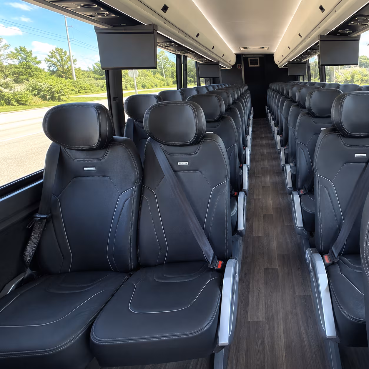 flower mound 47 passenger charter bus inside