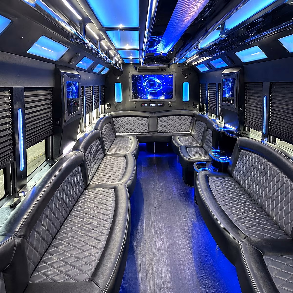 flower mound 50 passenger party bus interior
