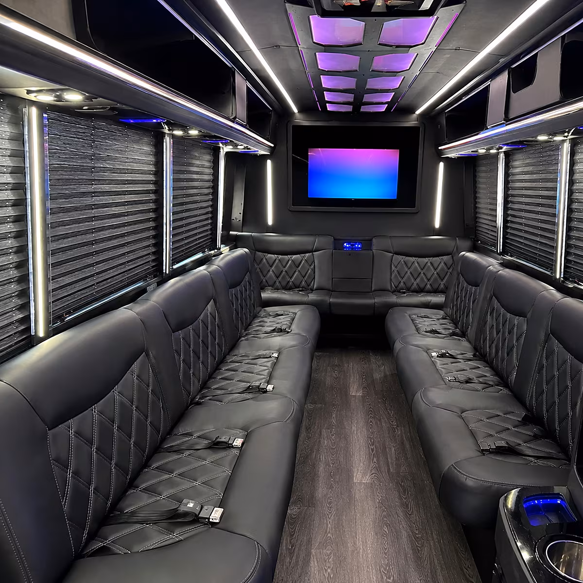 flower mound party bus interior